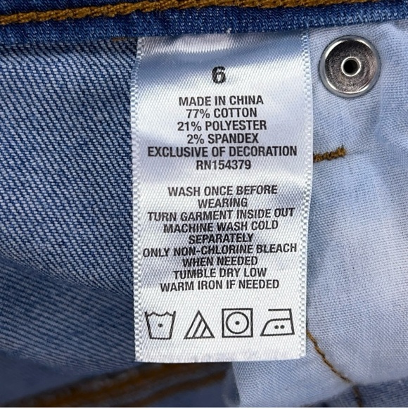 Size 6 Aeropostale Blue Distressed Denim Shorts Cuffed Stretch Western - Picture 11 of 11